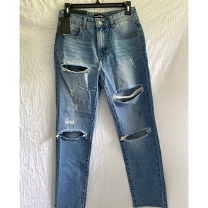 Momokrome Light Wash Crop Jeans